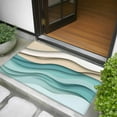 thumbnail image 5 of 2x3 Door Mat Rug, Teal Brown Ombre Non-Skid Rubber Backing Large Rectangle Rugs - Living Room Bedroom Home Office, Modern Abstract Moire Art Geometric Indoor Floor Mat Carpets Washable Rug, 5 of 9