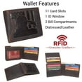 thumbnail image 2 of MARSHAL Men's Vintage Genuine Leather RFID Wallet with Military Tribute Design  'Land of the Free, Because of the Brave' Engraving, Western Style Brown, 2 of 9