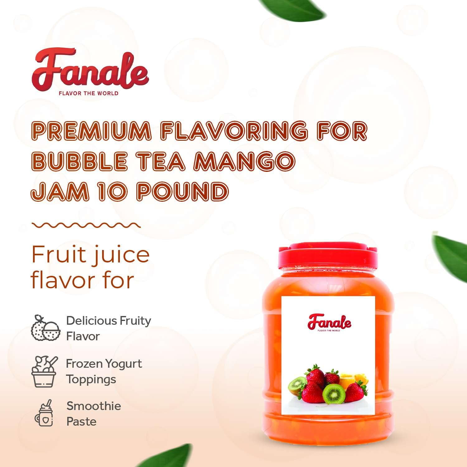 Fanale Premium Flavoring Jam for Bubble Tea | Mango Flavor Fruit Jam | for Boba Tea, Smoothie Paste, Slushes, Desserts | 10 pound (Pack of 4)