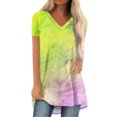 thumbnail image 1 of Tops sueltos plisados de manga corta SCZ mujer casual talla grande Verde claro XL, 1 of 5