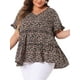 thumbnail image 4 of Blusa de mujer plus size Agnes Orinda, estilo boho, con flores, escote en V, mangas con volantes, blusas tipo babydoll en capas, 4X negro y beige, 4 of 6