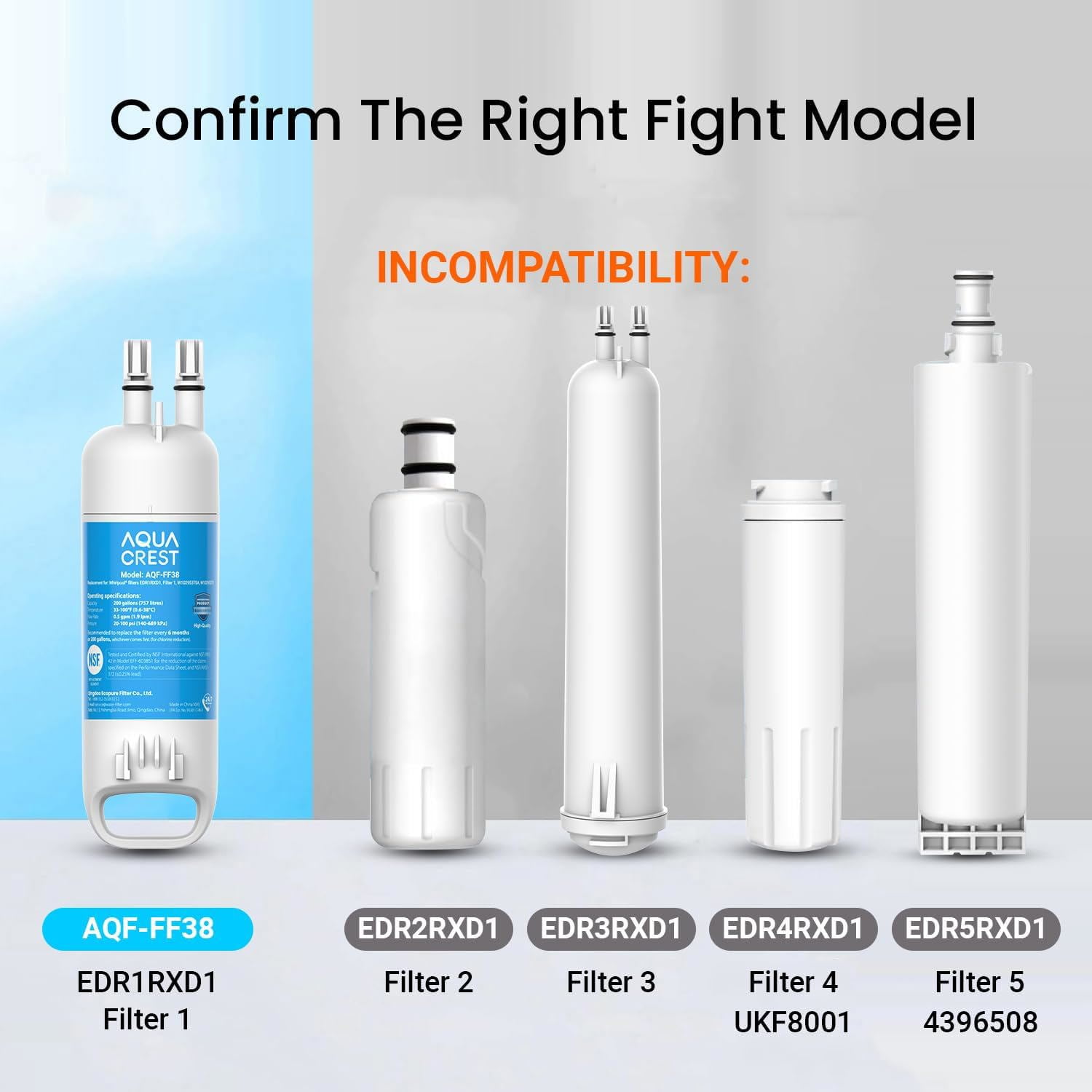 AQUA CREST Refrigerator Water Filter, 3 Filters