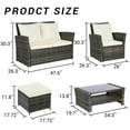 thumbnail image 4 of 6 Pieces Outdoor Patio Furniture Set, Wicker Sectional Sofa Set with Ottomans and Glass Coffee Table, Waterproof Patio Conversation Sets with Cushions for Garden Porch, Beige, 4 of 7