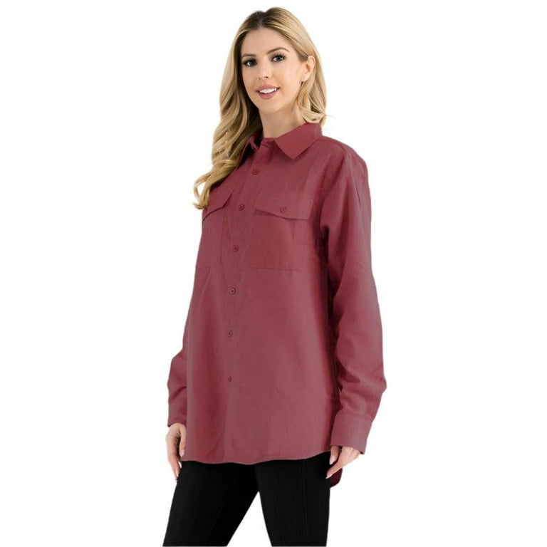 Womens Boyfriend Solid Flannel Shirt Walmart
