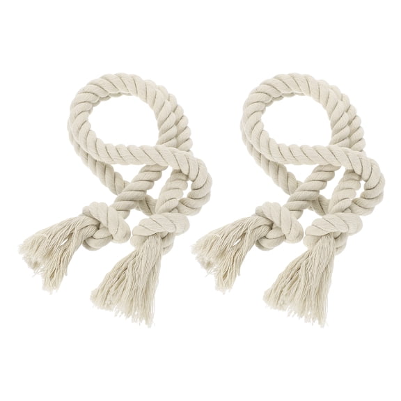 2Pcs Rope Curtain Tiebacks, 30" Polyester Tassel Curtain Holdback, Beige
