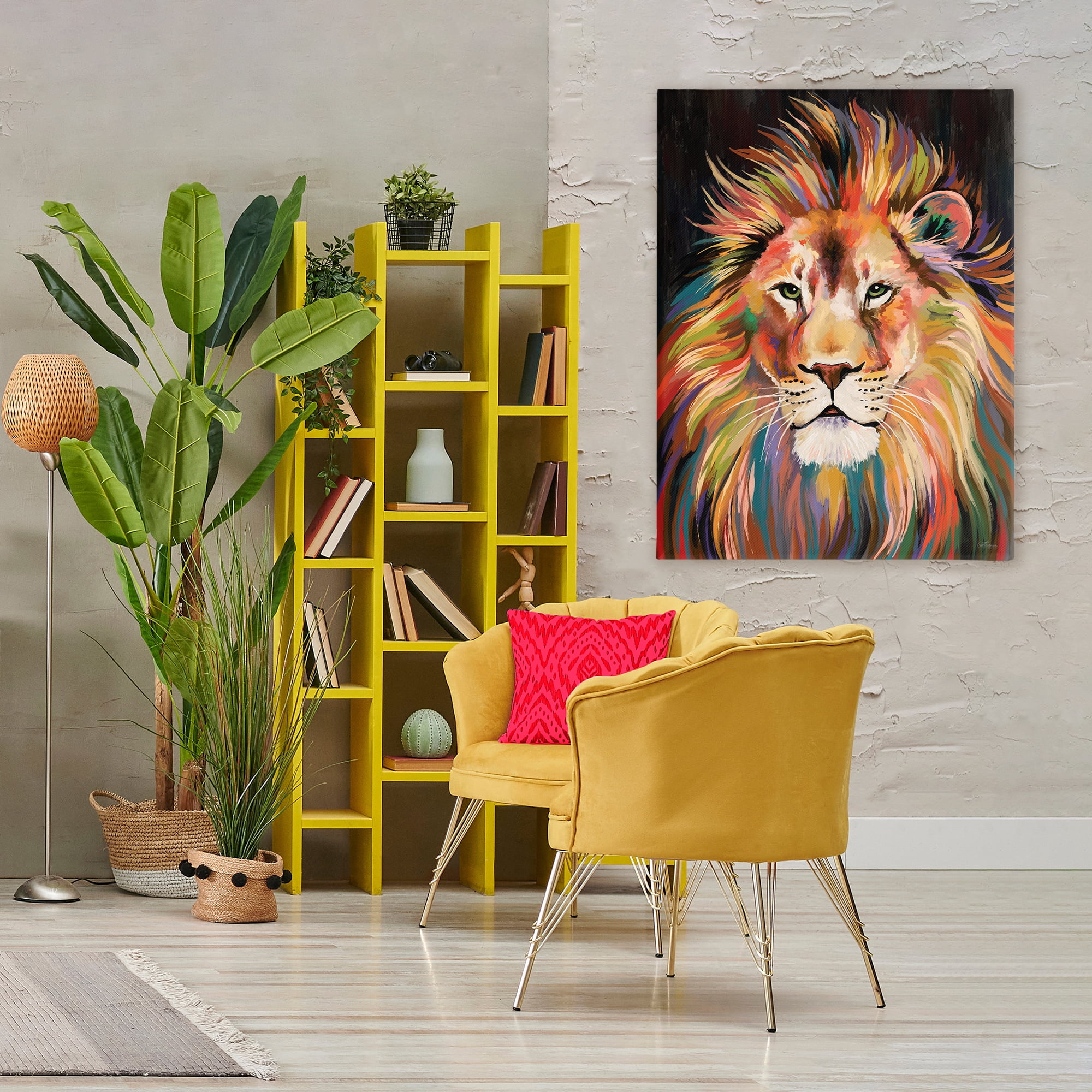 Stupell Industries Vibrant Majestic Rainbow Lion Canvas Wall Art, design by Cat Thurman Designs