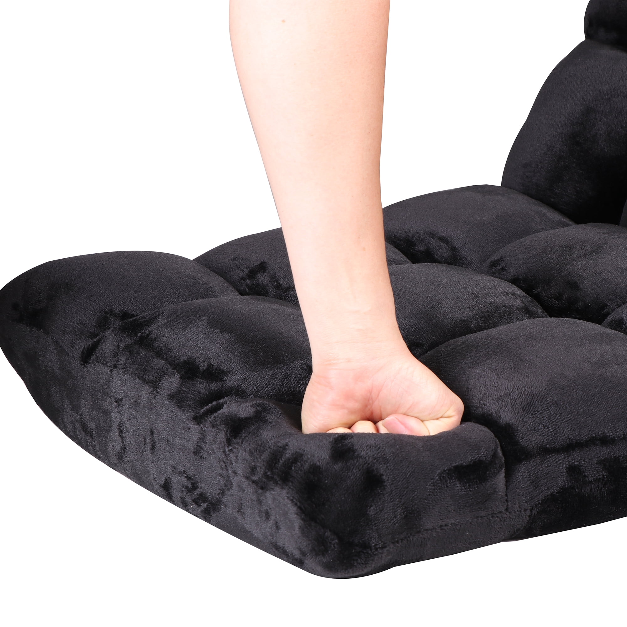 HomGarden 14-Position Adjustable Floor Chair Padded Folding Gaming Sofa Chair Black