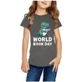 thumbnail image 4 of Zwiiyzr Summer Shirts for Girls and Boy Toddler Kids "World Book Day" Short Sleeve Round Neck Tee for 3-14 Years Gray, 4 of 4