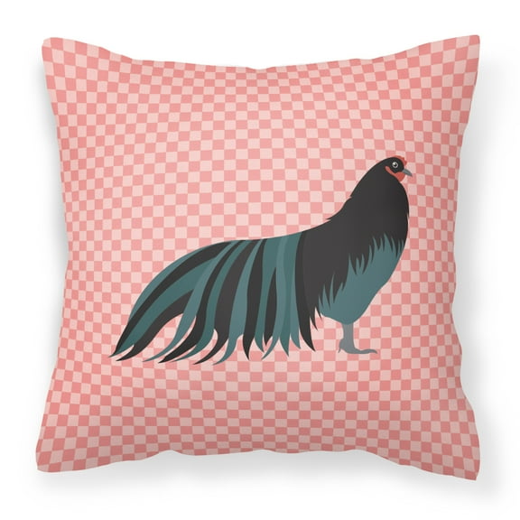 Carolines Treasures BB7833PW1414 Sumatra Chicken Pink Check Fabric Decorative Pillow, 14 x 14 in.