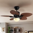 thumbnail image 2 of Craftian 44"  Tropical Ceiling Fan with Lights and Remote,5 Palm Leaf Blades, 3-Color LED, Timer & Memory, Indoor/Outdoor - Walnut, 2 of 10