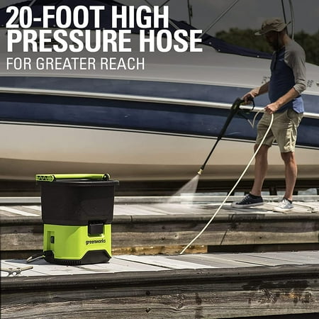 Greenworks - 800 PSI 40-Volt Cordless Bucket Pressure Washer (Battery not Included) - Black/Green