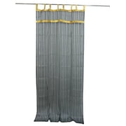 Mogul 2 Organza Sheer Curtains Black Silver Striped With Golden Border Window Panel Drapes (Length:96")