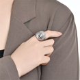 thumbnail image 5 of PAMTIER Women Stainless Steel Simple Personality Hip Hop Chunky Dome Wavy Lines Carved Bread Shaped Biker Ring Comfort Fit Silver Size 8, 5 of 6
