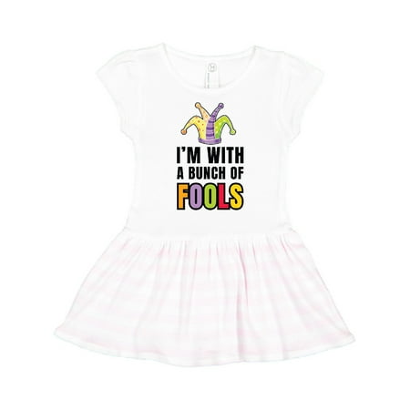 

Inktastic Im with a Bunch of Fools with Jester Hat April Fools Day Gift Toddler Girl Dress