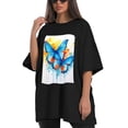 thumbnail image 4 of Plus Size Shirt for Women Black Tops for Women Short Sleeves Shirt for Women Butterflie2 T Shirt Oversized Shirt for Women S, 4 of 5