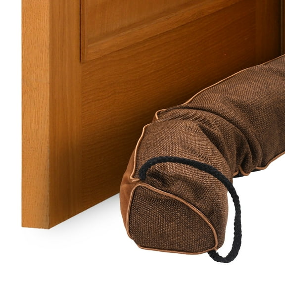 Door Sweep for Bottom of Door, 38" x 3" Door Draft Stopper with Hanging Loops Weather Stripping Machine Washable for Doors Windows Blocker Cold Heat Noise Dust, Brown