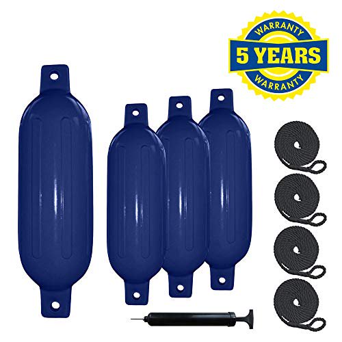 Marine and Rv Direct 4 Boat Fenders Vinyl Ribbed Bumper Dock Shield