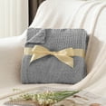 thumbnail image 4 of JOOJA Knit Throw Blanket Super Soft Cozy Blanket for Bed Sofa, 50"x60", Grey, 4 of 6