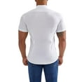 thumbnail image 4 of Sunloudy Camisa casual para hombre, color sólido, manga corta, cuello de solapa, ajuste delgado, tops de ocio con botones Sunloudy moda, 4 of 7