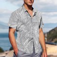 thumbnail image 4 of Pisexur Shirts for Man T Hommes Mode Décontractée Col Rabattu Imprimé Manches Courtes Chemise Boutonnée Blouse Gris, 3TG Chemises de Golf Hommes & Chemises Hommes, 4 of 7