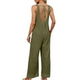 thumbnail image 4 of Summer Jumpsuits for Women 2025 Summer Casual Long Rompers Women's Fashion Sleeveless Wide Leg Overalls with Pockets S-2XL, 4 of 9
