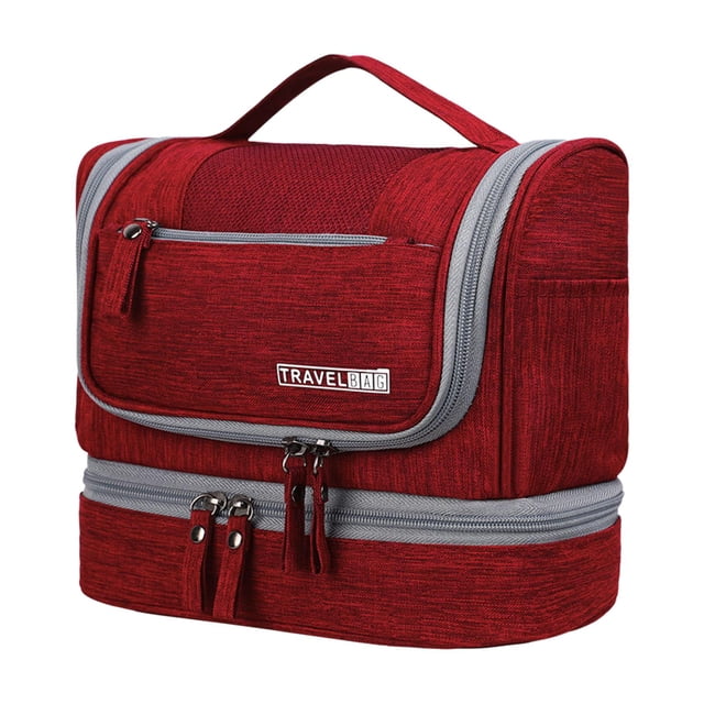 Bolsa de lavado de tela Oxford portátil, bolsa de almacenamiento impermeable, organizador de artículos de tocador, bolsa de maquillaje para mujeres, Rojo shamjiam Organizador de artículos de tocador de viaje