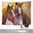 thumbnail image 2 of REFRED Original Pastel Painting On Cardboard Horses Modern Artist Artistic Wall Art Hanging Tapestry Home Decor for Living Room Bedroom Dorm 51x60 inch, 2 of 2