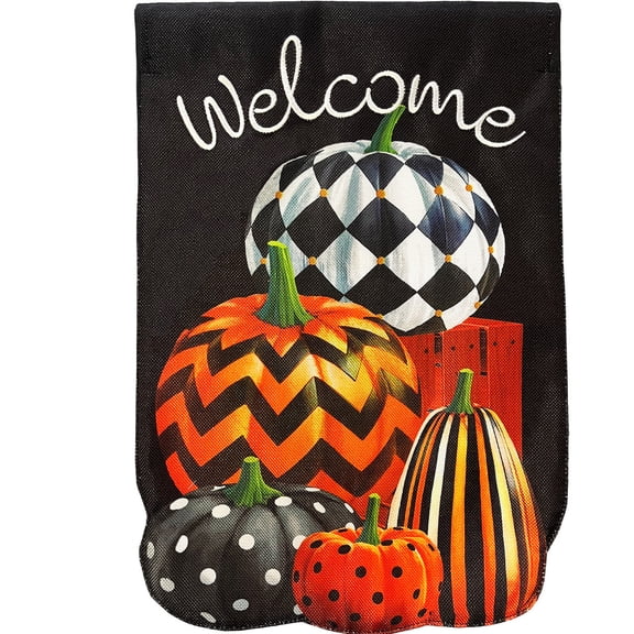Briarwood Lane Fall House Flag 40x28 For Outdoor Patterned Pumpkin Stack Burlap For Fall House Flag