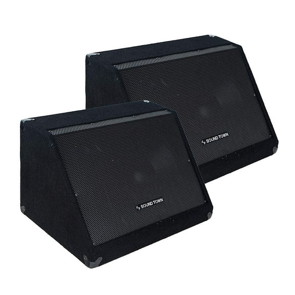 Sound Town 2-Pack 12" 1000W Passive DJ PA Stage Floor Monitor Pro Audio Speakers with Compression Driver for Live Sound, Bar, Church (METIS-12M-PAIR)