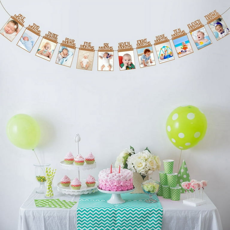 Prdigy ONE Balloon Boxes for 1st Birthday, 3 Transparent Square Boxes with  30 Balloons and Photo Banner Set, Sweet First Birthday Decorations for