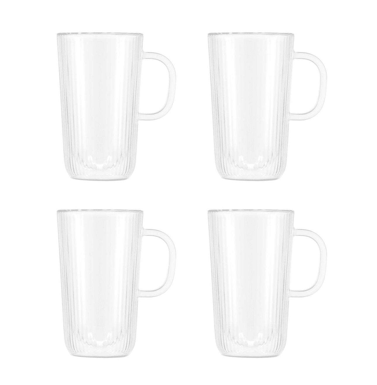 Bodum Set of 4 Double Wall Glasses with Handle, 13.5 Fl Oz – Insulated Glass Coffee Mugs
