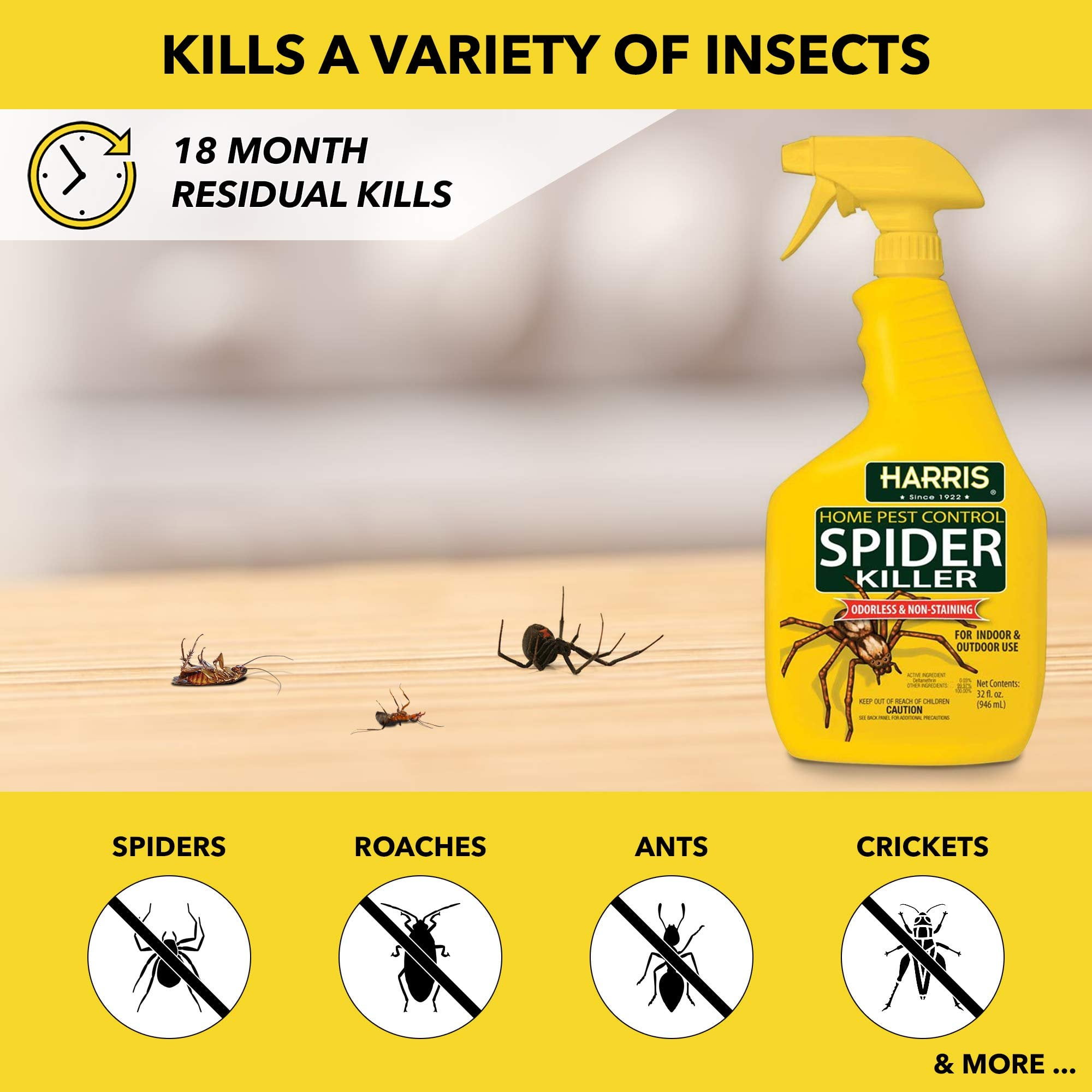 Harris Spider Killer, Liquid Spray with Odorless and Non-Staining Formula 32oz, 2-Pack
