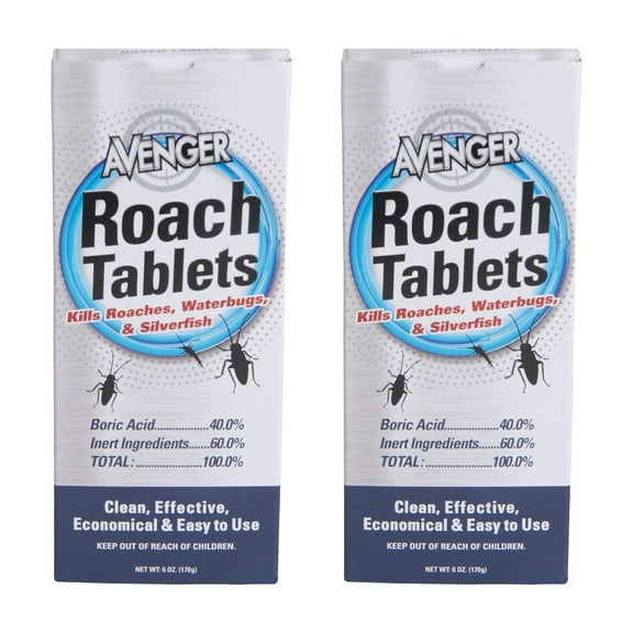 Avenger 6 oz. Roach Killer Tablets, 40% Boric Acid, Odorless Formula, Kills Roaches, Ants, Water Bugs and more (2-Pack)