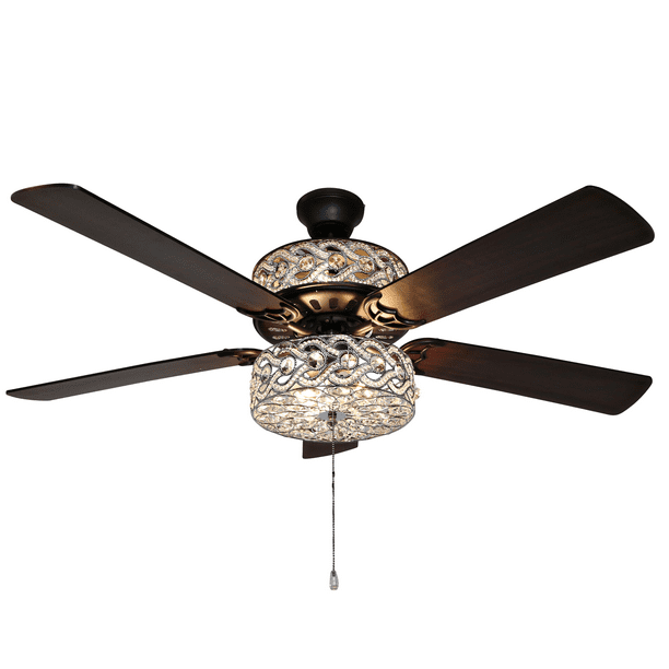 Gracie Grand 52 In Oil Rubbed Bronze, River Of Goods Bella Crystal Ceiling Fan