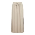 thumbnail image 5 of Skirts for Women Midi Length Ladies Fashion Women Solid Color Elastic Waist Drawstring Ladies Long Skirts Khaki M, 5 of 5