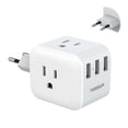 thumbnail image 1 of Adaptador de enchufe de viaje TESSAN 6 en 1 con 3 salidas de CA y 3 USB tipo C, 1 of 7