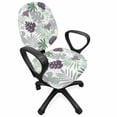 thumbnail image 1 of Leaves Office Chair Slipcover, Tropical Foliage Silhouettes Exotic Botany Hawaiian Nature Elements Vintage, Stretch Decorative Fabric Cover, Standard Size, Eggplant Green Grey, by Ambesonne, 1 of 5