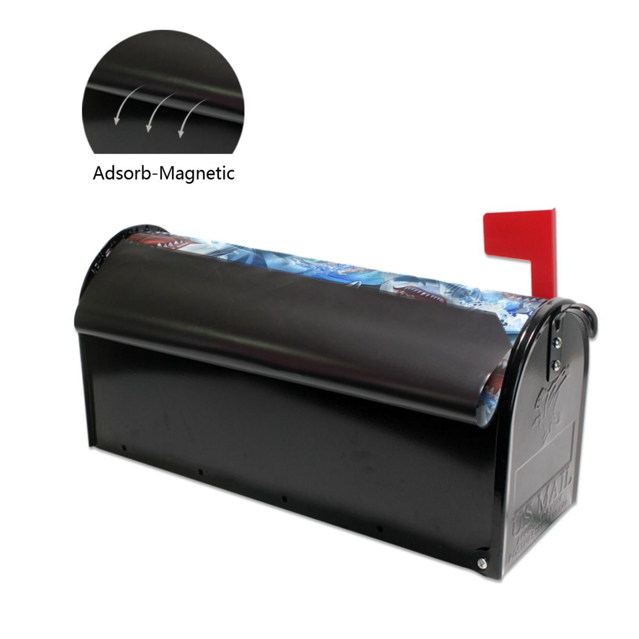 Magnetic PVC Mailbox Cover Shark Pattern, 25.4" x 20.7" Large, Waterproof UV Resistant