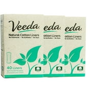 Veeda Ultra Thin Natural Cotton Liners Women’s Breathable Liners Are Always Chlorine Pesticide and Toxin Free, 3 Boxes of 40 Count Each