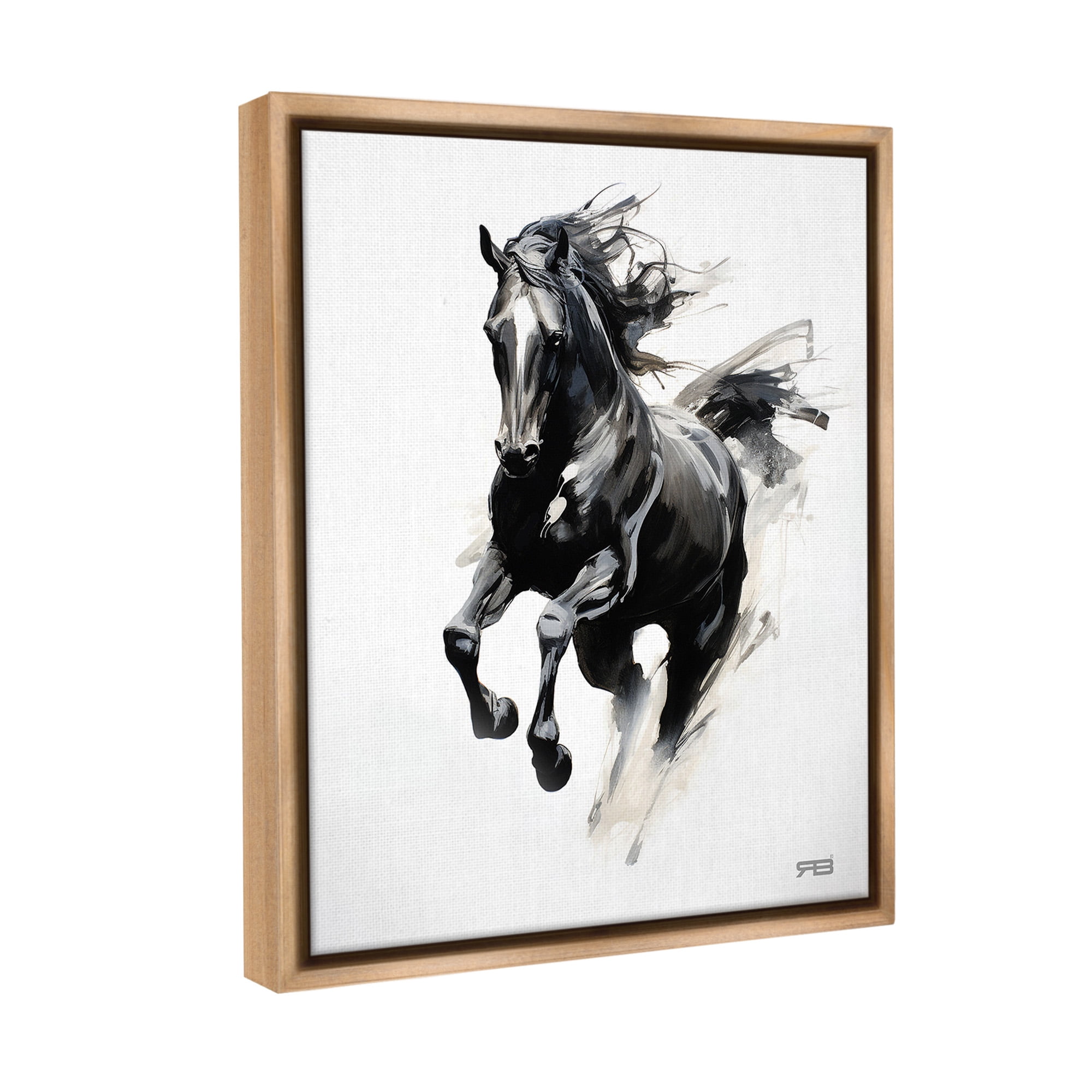 Stupell Industries Southwestern Jumping Horse Animals & Insects Painting Brown Floater Framed Canvas Art Print Wall Art, 25 x 31