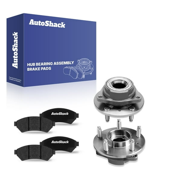 AutoShack Front Ceramic Brake Pads Wheel Hub Bearing Assemblies without ABS | Replacement for 2005-2008 Pontiac Grand Prix | 6-PC