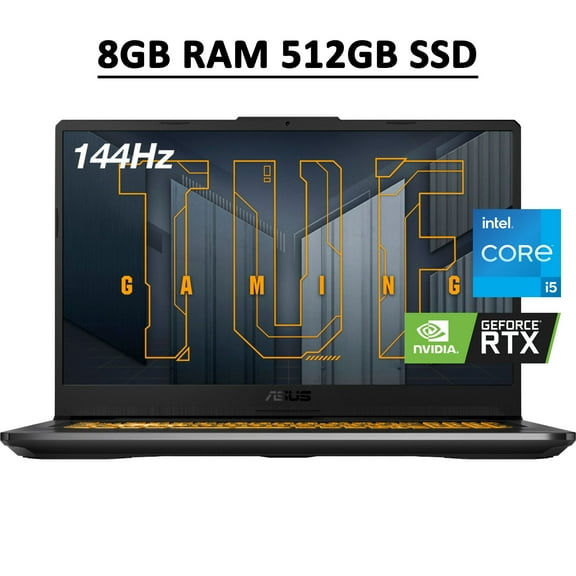 ASUS TUF Gaming F17 Laptop 17.3" FHD 144Hz IPS Display 11th Gen Intel 6-Core i5-11260H 8GB RAM 512GB SSD GeForce RTX 3050 Ti 4GB RGB Backlit Keyboard USB-C HDMI WiFi6 Webcam Win10