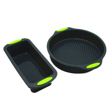 

Etereauty 2 in 1 Set Square and Round Shape Double Color Silicone Baking Cake Mold DIY Toast Bread Pans Cake Dishes Tray (Black)