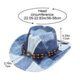 thumbnail image 7 of Jiibva Western Cowboy Hat for Women Men, Tie Dye Patchwork Denim Hat Wide Brim Bucket Hat Vintage Jazz Hat for Stylish Party Accessory, 7 of 7