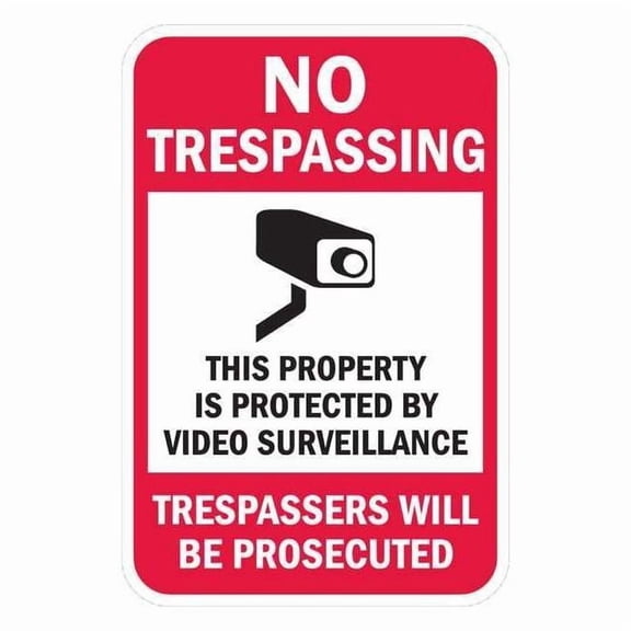 Lyle Rflctv No Trespassing Sign,18x12in,Alum T1-1074-HI_12x18