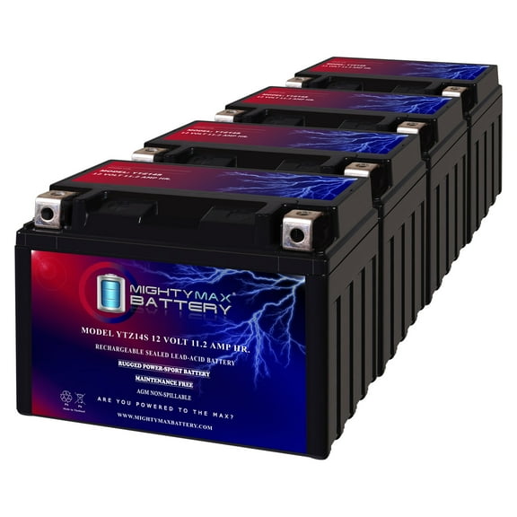 YTZ14S 12V 11.2AH Replacement Battery compatible with Yuasa YTZ14S-BS - 4 Pack