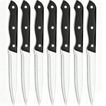 Serrated Steak Knives Set of 6 Sharp Dinner Knife Cutlery Set Stainless Steel Kitchen Knife for Precise Cutting,Dishwasher Safe