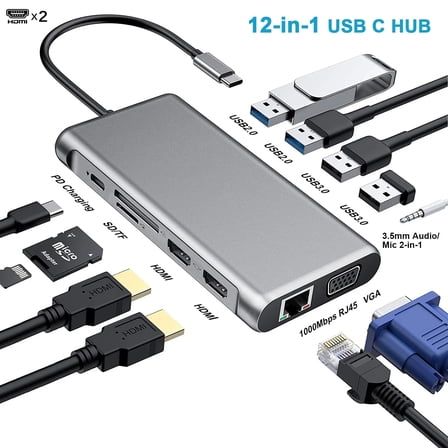 AUBEAMTO USB C to Ethernet Adapter, 4-in-1 RJ45 to USB-C/Thunderbolt 3 to Gigabit Ethernet LAN Network Adapter for MacBook Pro/Air 2021/2020/2019, iPad Pro 2021, Chromebook, XPS, Surface Book 3/2