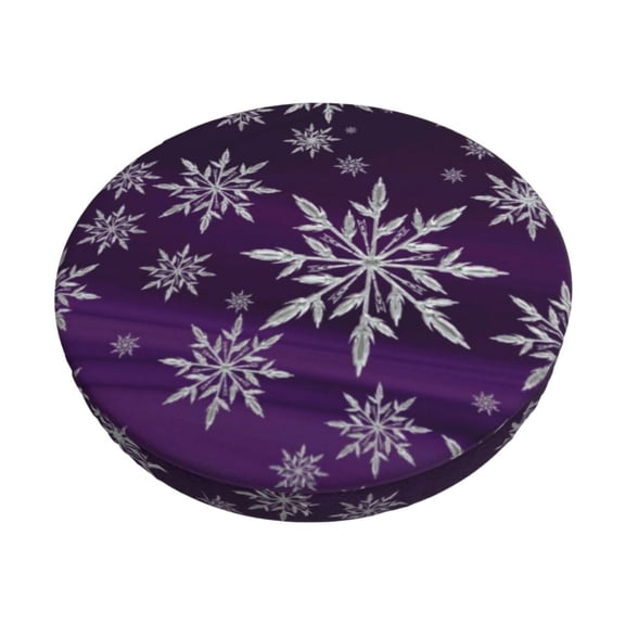 Naloa Snowflake Gradient Purple Round Bar Stool Cushion Cover 12-14 inch, Fits Kitchen, Office, Restaurant Chairs - 12 inch