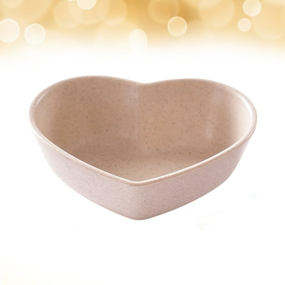 WHAMVOX  4 Pcs Heart Shape Dipping Bowl Sushi Plate with Saucer Wheat